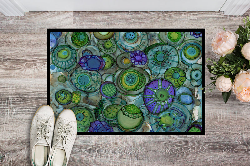 Abstract in Blues and Greens Doormat - 24x36 Decorative Floor Mat – Indoor/Outdoor Rug