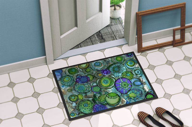 Abstract in Blues and Greens Doormat - 24x36 Decorative Floor Mat – Indoor/Outdoor Rug
