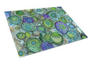 Abstract in Blues and Greens Glass Cutting Boards – Durable, Decorative Kitchen Art Large 8962LCB