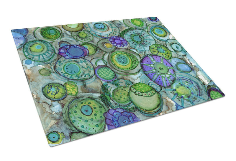 Abstract in Blues and Greens Glass Cutting Board Large 8962LCB