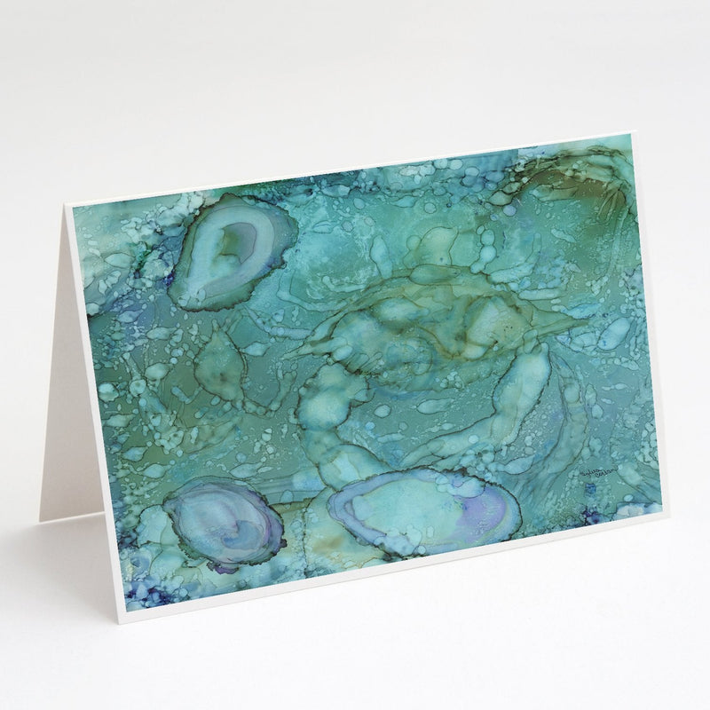 Abstract Crabs and Oysters Greeting Cards and Envelopes Pack of 8