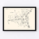 Vintage Map of Gardner, MA Business Section 1929