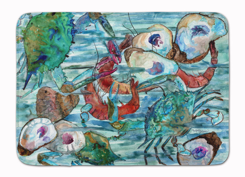 Watery Shrimp, Crabs and Oysters Machine Washable Memory Foam Mat 8964RUG