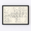 Vintage Map of Flint, MI Business Section 1929