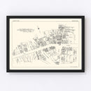 Vintage Map of Greenfield, MA Business Section 1929
