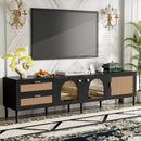 TV Stand With App-Controlled LED Lights, 2 Drawers & Door Storage by HouseOfZazla