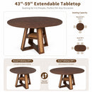 43.3"-59.05" Extendable Round Dining Table for 4-6