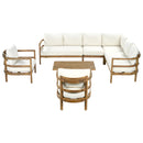 Outdoor Acacia Wood 7-Seater Sectional Sofa Set