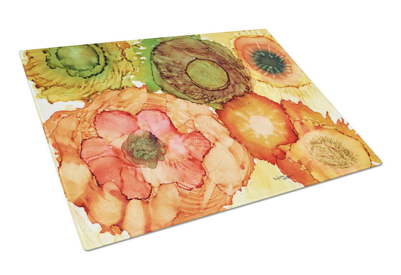 Abstract Flowers Blossoms Glass Cutting Board Large 8970LCB