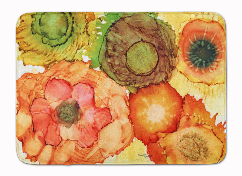 Abstract Flowers Blossoms Machine Washable Memory Foam Mat 8970RUG