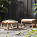 Acacia Wood Outdoor Ottomans With Cushion, (Set of 2)