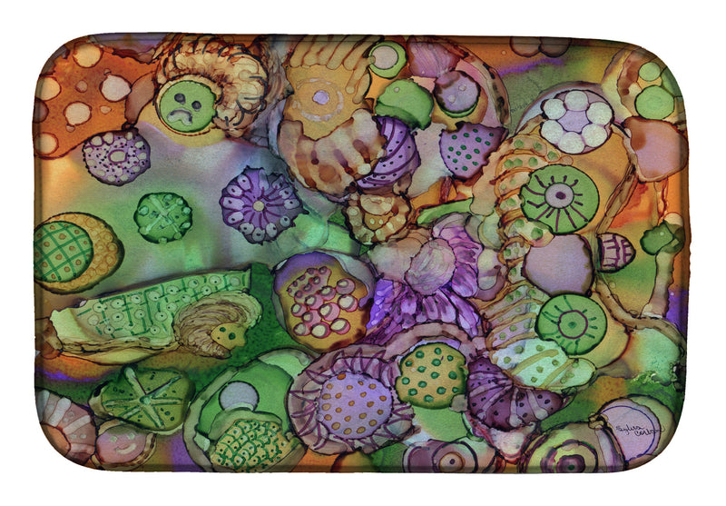 Abstract in Purple Green and Orange Dish Drying Mat 8971DDM