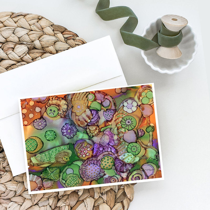 Abstract in Purple Green and Orange Greeting Cards and Envelopes Pack of 8