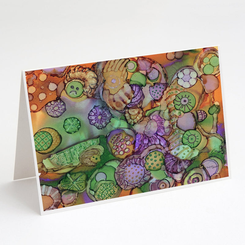 Abstract in Purple Green and Orange Greeting Cards and Envelopes Pack of 8