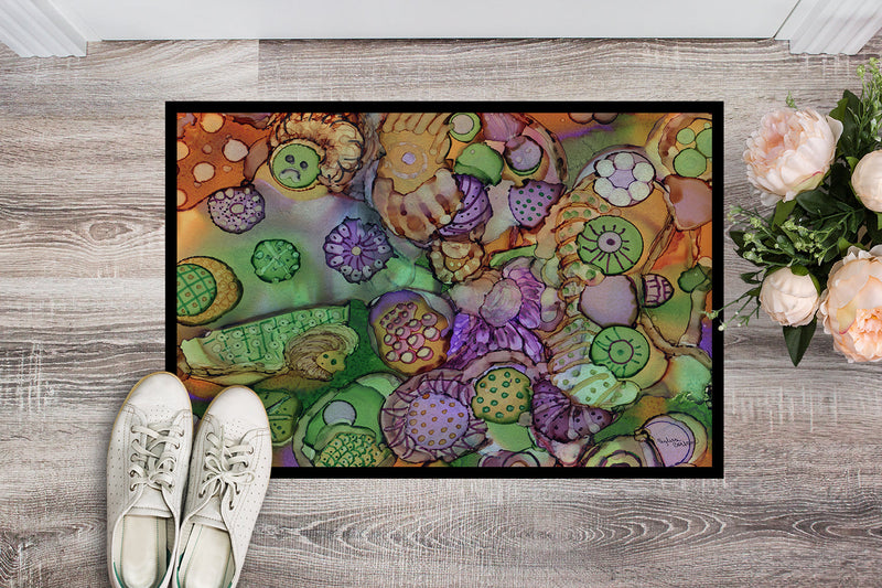 Abstract in Purple Green and Orange Doormat - 24x36 Decorative Floor Mat – Indoor/Outdoor Rug