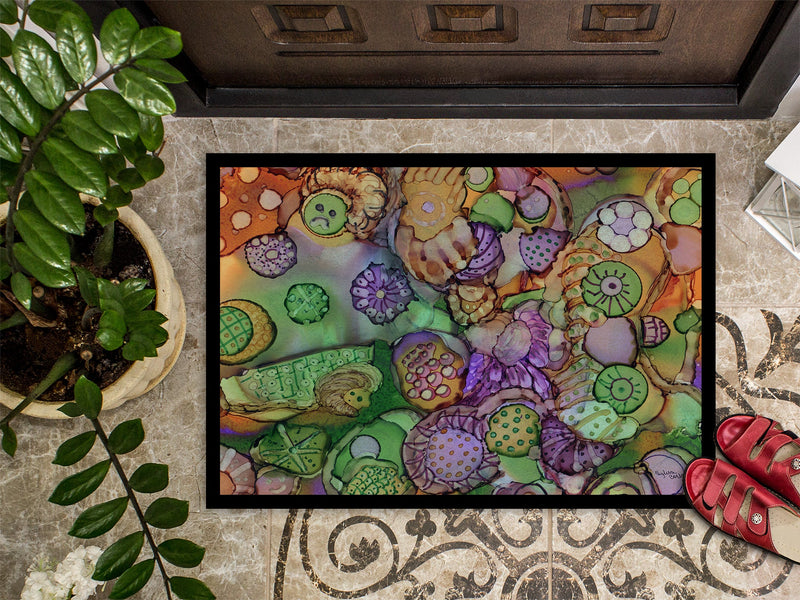 Abstract in Purple Green and Orange Doormat - 24x36 Decorative Floor Mat – Indoor/Outdoor Rug