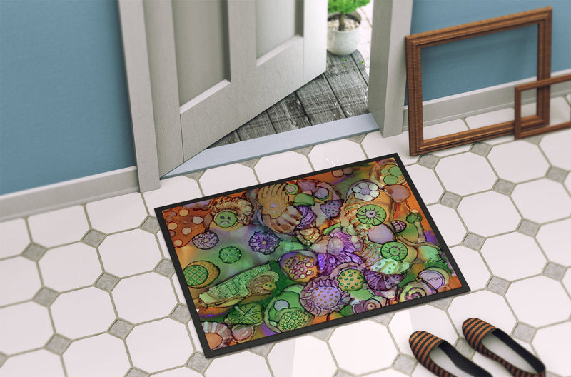 Abstract in Purple Green and Orange Doormat - 24x36 Decorative Floor Mat – Indoor/Outdoor Rug