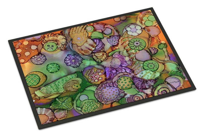 Abstract in Purple Green and Orange Indoor or Outdoor Mat 18x27 8971MAT