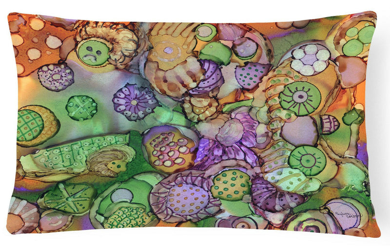 Abstract in Purple Green and Orange Fabric Decorative Pillow 8971PW1216