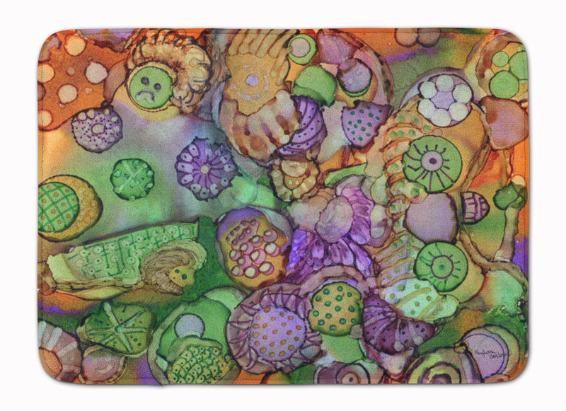 Abstract in Purple Green and Orange Machine Washable Memory Foam Mat 8971RUG