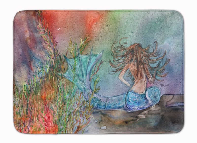 Brunette Mermaid Water Fantasy Machine Washable Memory Foam Mat 8972RUG