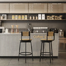 Bar Stools Swivel Counter Chairs With Metal Frame Hand Woven Paper Rope Dining Barstools For Kitchen Counter (Set of 2) by Unique Piece Furniture