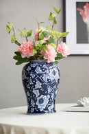 9.5x9.5x18" Porcelain Decorative Ginger Jar by HouseOfZazla