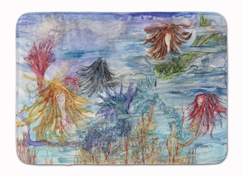 Abstract Mermaid Water Fantasy Machine Washable Memory Foam Mat 8975RUG