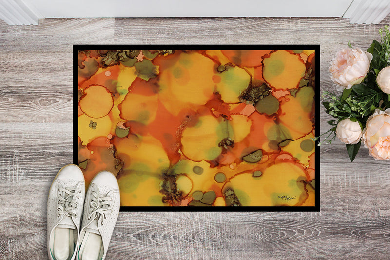 Abstract in Orange and Greens Doormat - 24x36 Decorative Floor Mat – Indoor/Outdoor Rug