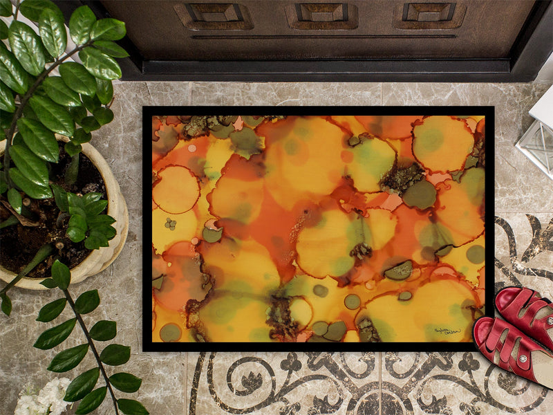 Abstract in Orange and Greens Doormat - 24x36 Decorative Floor Mat – Indoor/Outdoor Rug