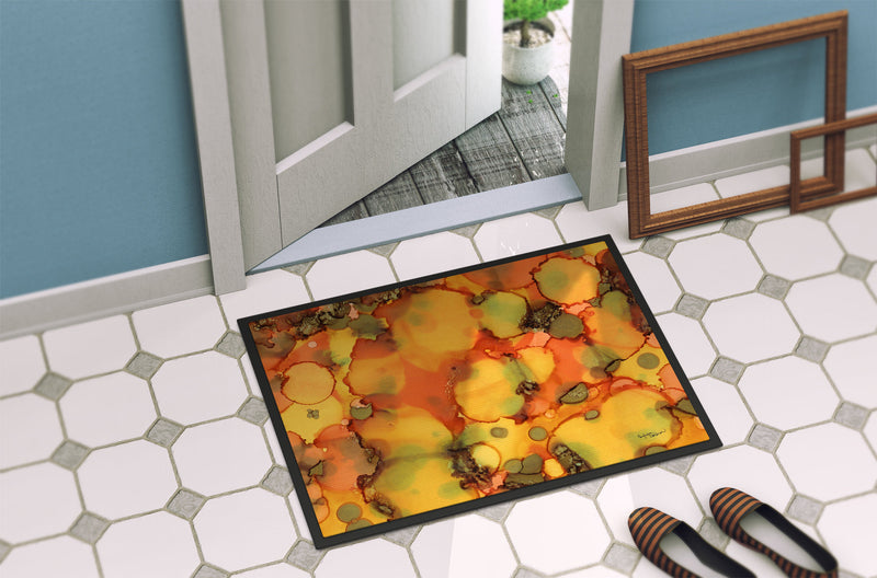 Abstract in Orange and Greens Doormat - 24x36 Decorative Floor Mat – Indoor/Outdoor Rug
