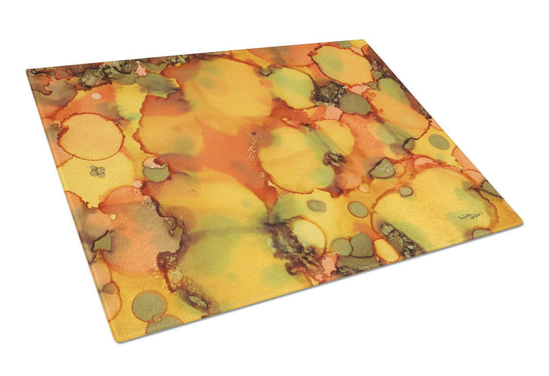 Abstract in Orange and Greens Glass Cutting Board Large 8976LCB