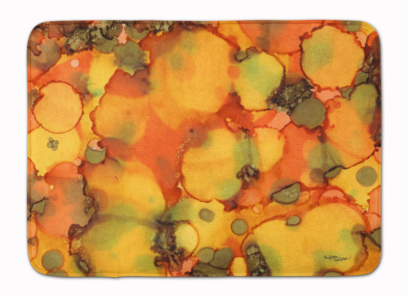 Abstract in Orange and Greens Machine Washable Memory Foam Mat 8976RUG