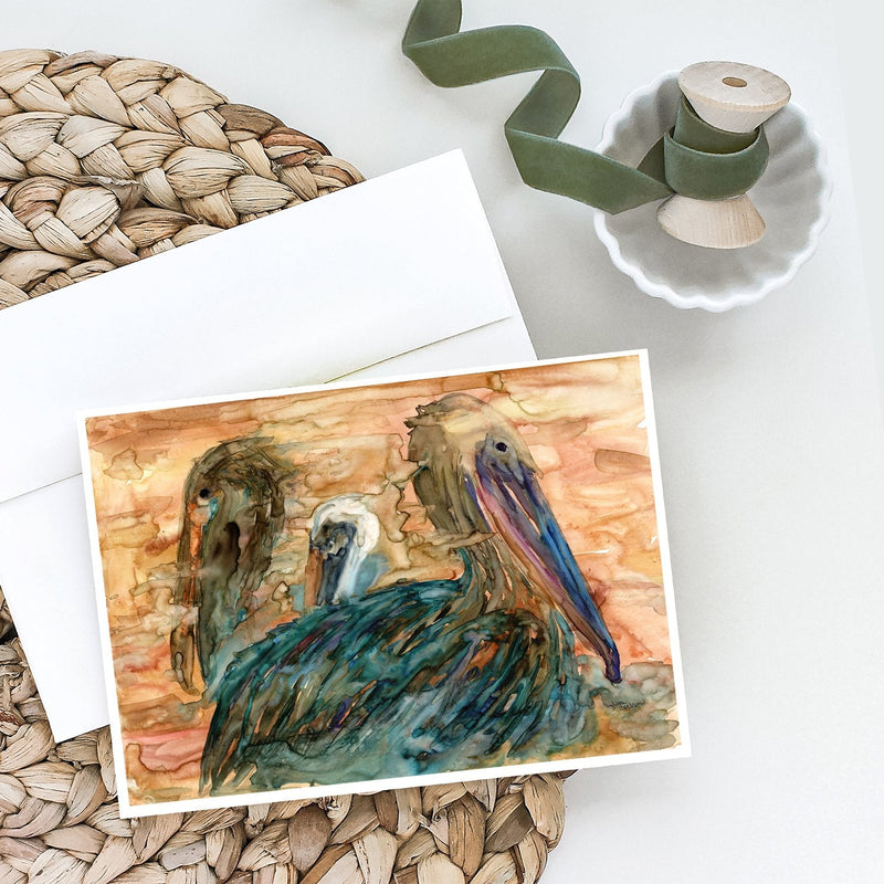 Abstract Pelicans Greeting Cards and Envelopes Pack of 8