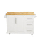 Kitchen Island Cart With 2 Door Cabinet, 3 Drawers, Spice Rack & Towel Rack - White by HouseOfZazla