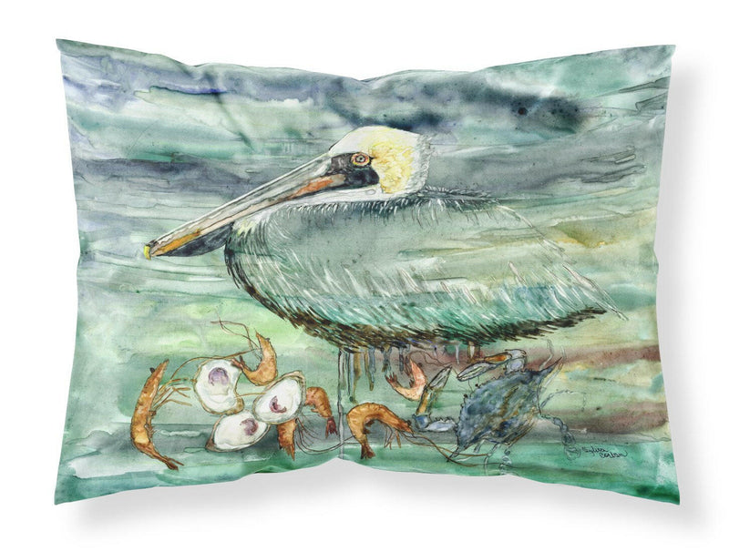 Watery Pelican, Shrimp, Crab and Oysters Fabric Standard Pillowcase 8978PILLOWCASE