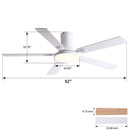 Flush Mount Ceiling Fans With LED Light And Remote Control, 5 Blades by HouseOfZazla