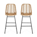 Sawtelle Outdoor Wicker Barstools (Set of 2)