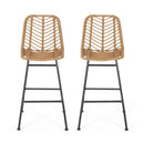 Sawtelle Outdoor Wicker Barstools (Set of 2) by HouseOfZazla