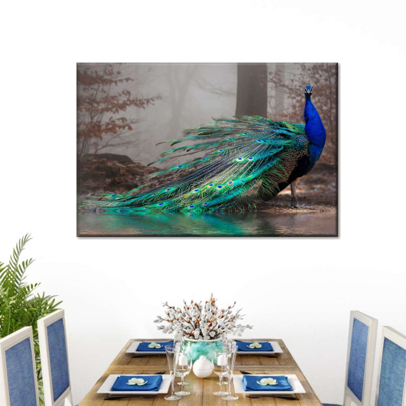 Elegant Blue Peacock Wall Art