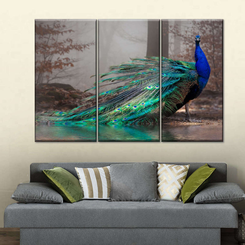 Elegant Blue Peacock Wall Art