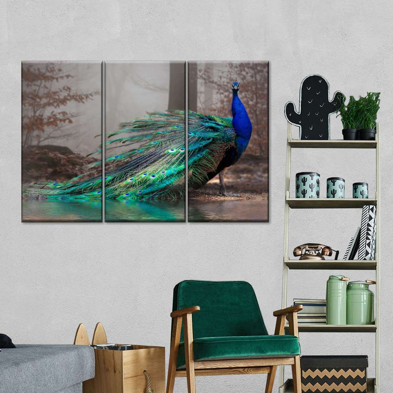 Elegant Blue Peacock Wall Art