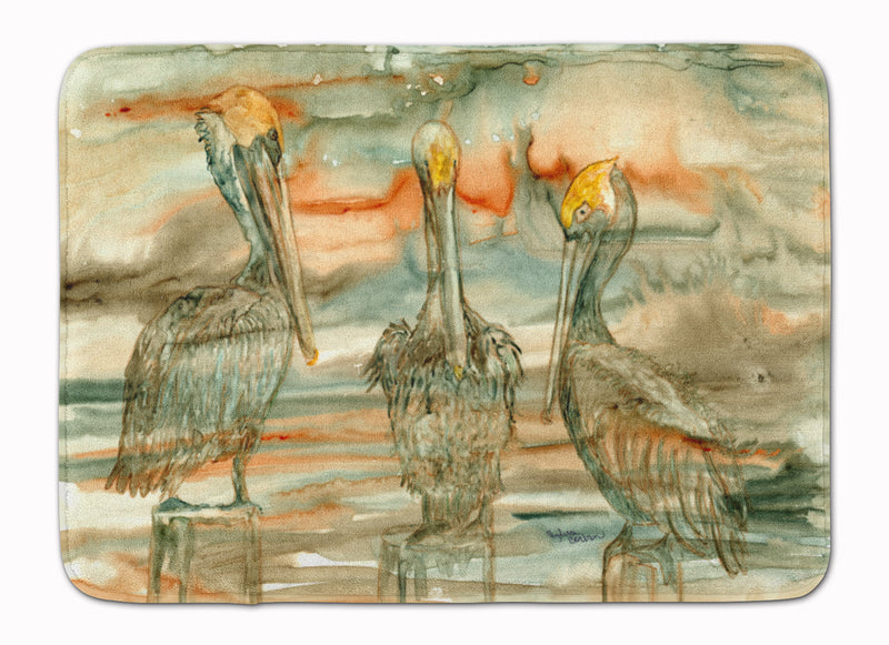 Pelicans on their perch Abstract Machine Washable Memory Foam Mat 8980RUG