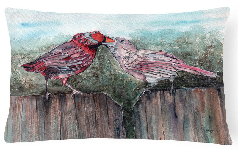 Red Bird Feeding Fabric Decorative Pillow 8981PW1216