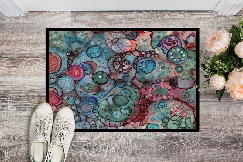 Abstract in Reds and Blues Doormat - 24x36 Decorative Floor Mat – Indoor/Outdoor Rug