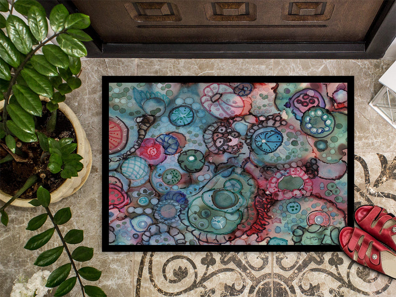 Abstract in Reds and Blues Doormat - 24x36 Decorative Floor Mat – Indoor/Outdoor Rug