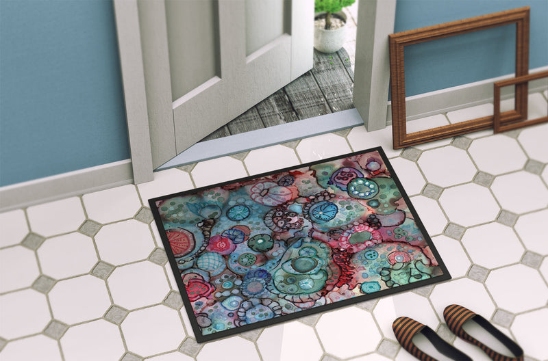 Abstract in Reds and Blues Doormat - 24x36 Decorative Floor Mat – Indoor/Outdoor Rug