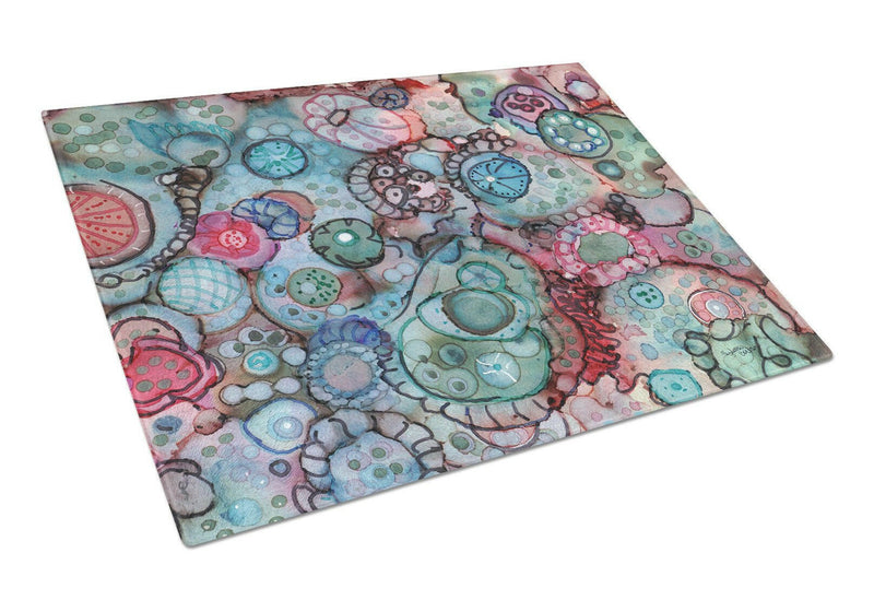 Abstract in Reds and Blues Glass Cutting Boards – Durable, Decorative Kitchen Art Large 8982LCB