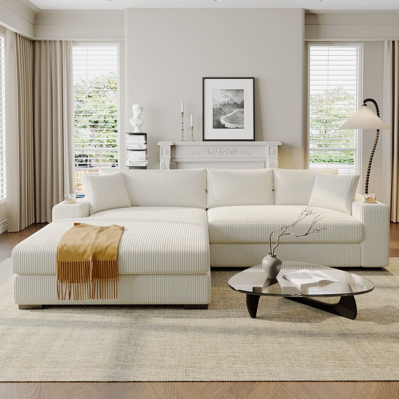 Mirod Large Sectional Sofa with Thick Cushions, and Built-in Cup Holders & Charging Ports