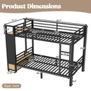 Twin XL Over Twin XL Metal Bunk Bed with Storage Shelves